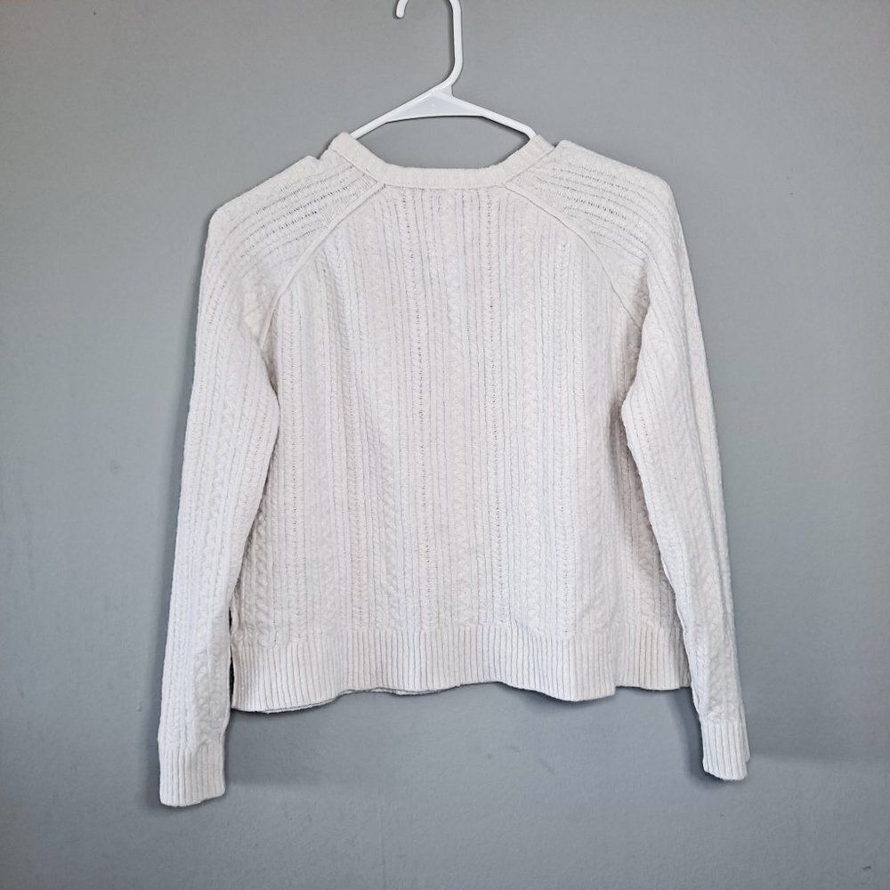 ATM Ivory Cropped Cable Knit Sweater XS Women's Crewneck Pullover - Picture 5 of 5